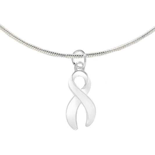 Large White Ribbon Necklaces