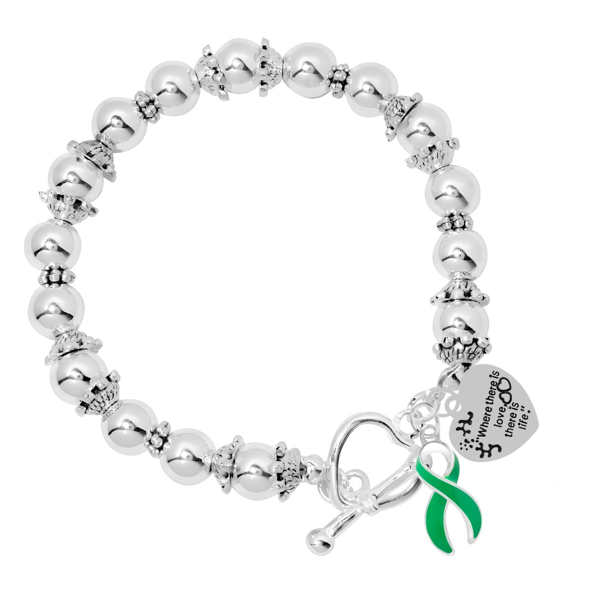 Liver Cancer Awareness Charm Where There Is Love Bracelets