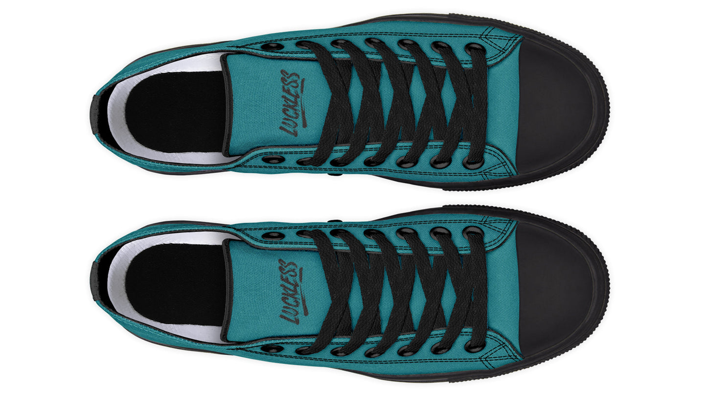 Sunflower And Skulls Teal Low Tops