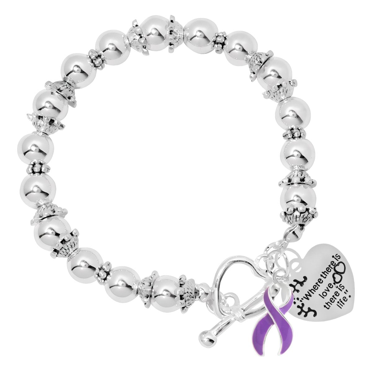 Lupus Awareness Purple Ribbon Charm Where There Is Love Bracelets