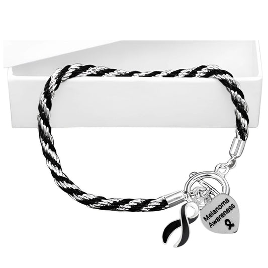 Melanoma Black Ribbon Rope Bracelets