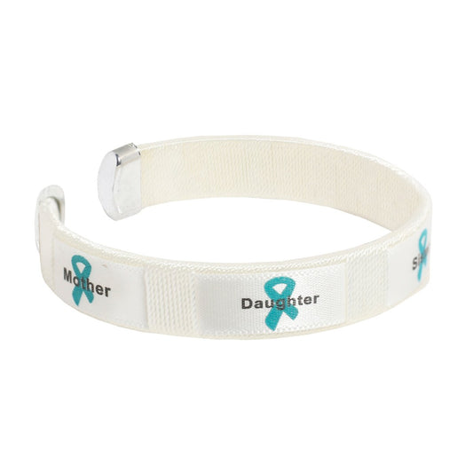Mother Daughter Teal Ribbon Bangle Bracelets