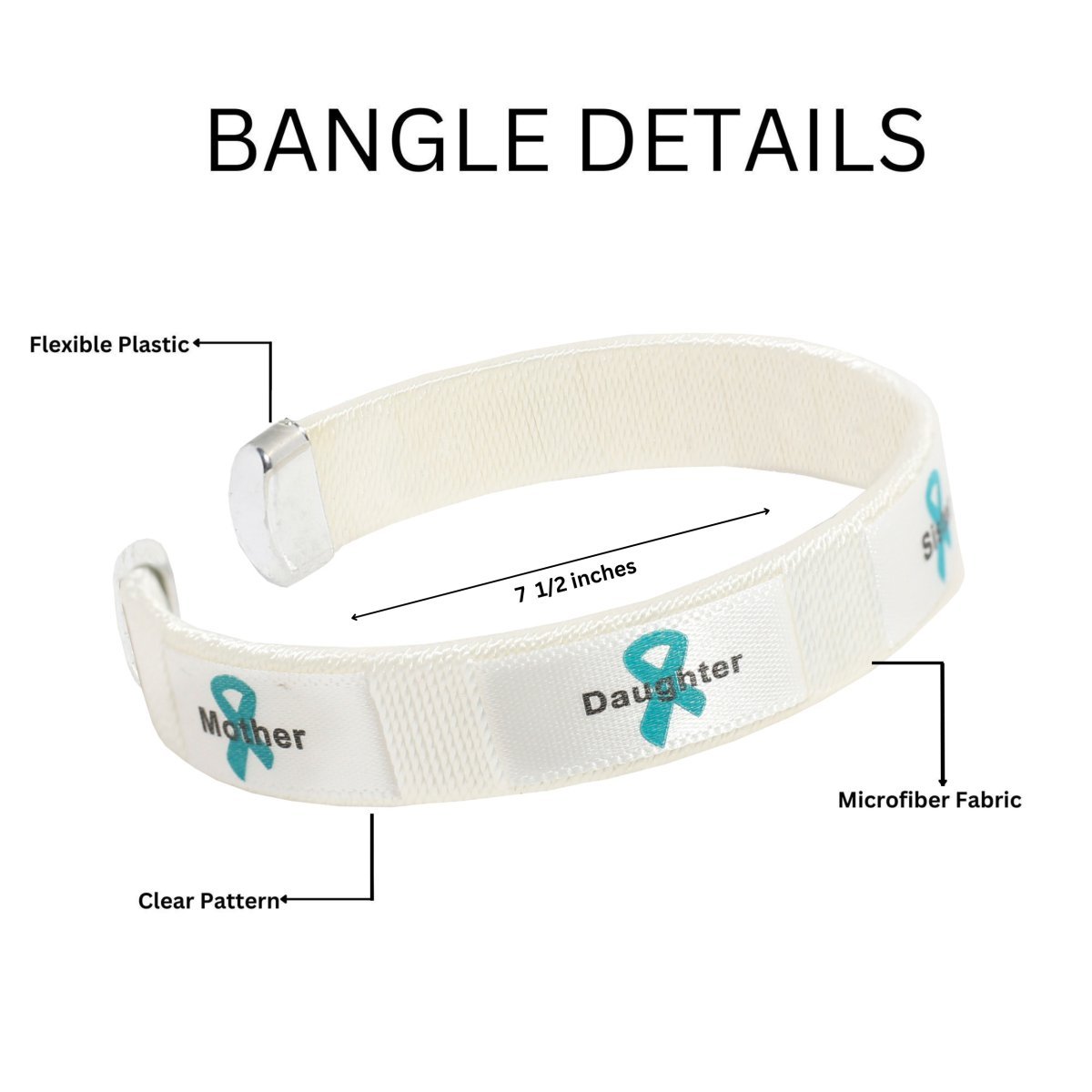 Mother Daughter Teal Ribbon Bangle Bracelets