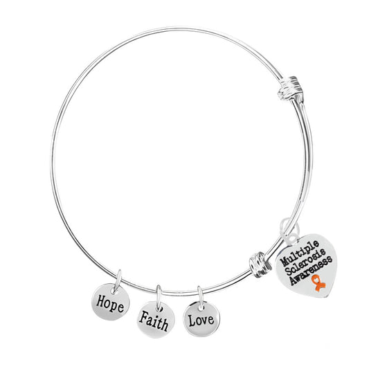 Multiple Sclerosis Heart Retractable Charm Bracelets