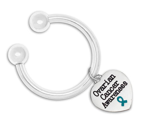Ovarian Cancer Awarenes Heart Key Chains