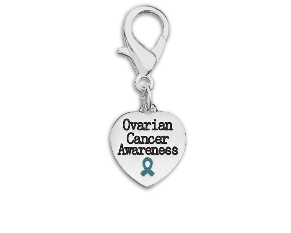Ovarian Cancer Awareness Heart Hanging Charms