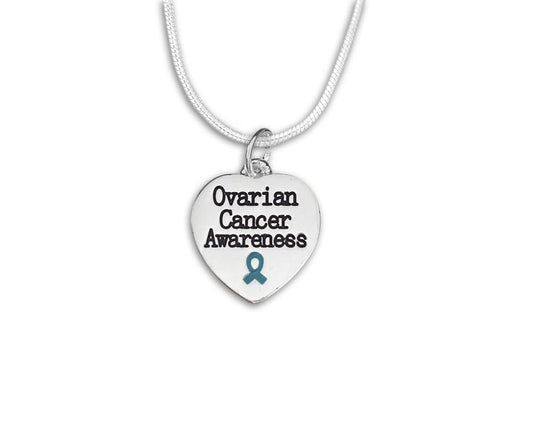 Ovarian Cancer Awareness Heart Necklaces