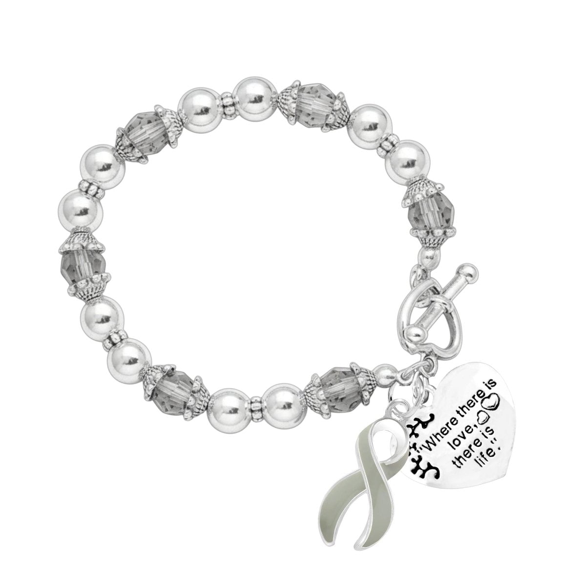 Where There is Love Gray Ribbon Bracelets