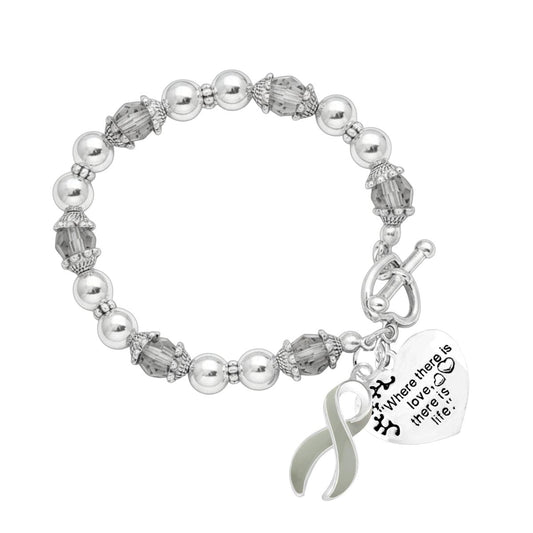 Brain Cancer Awareness Gray Ribbon Bracelets