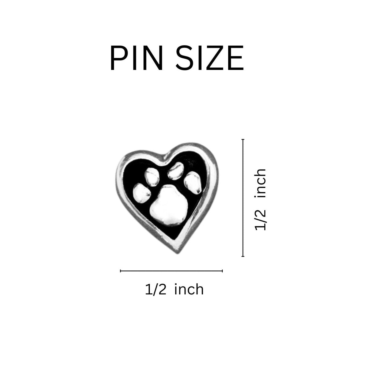 Paw Print Heart Tac Pins