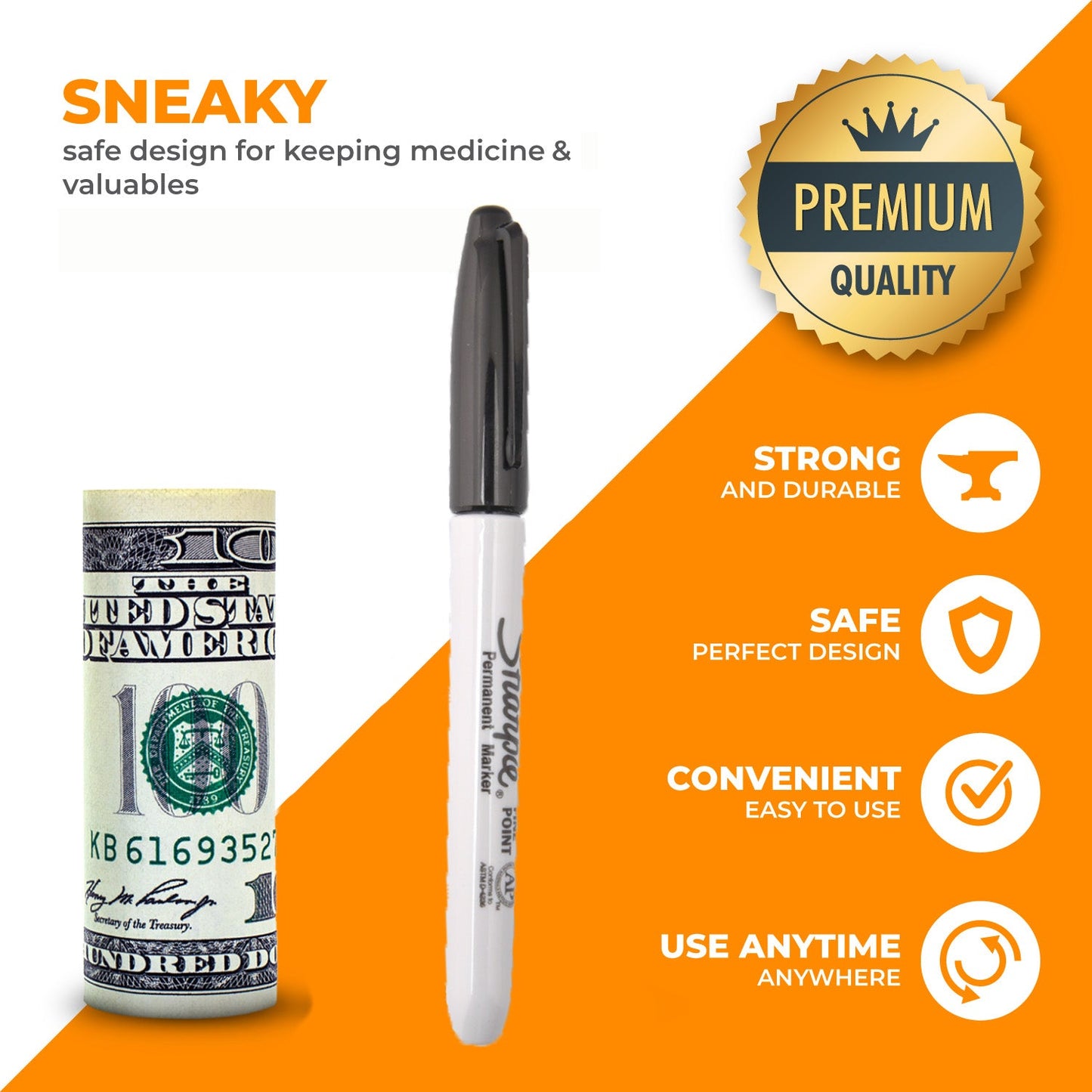 Fake Pen Diversion Safe (2 Pack) - Discreet Diversion Safe Ideas of Pen with Secret Compartments