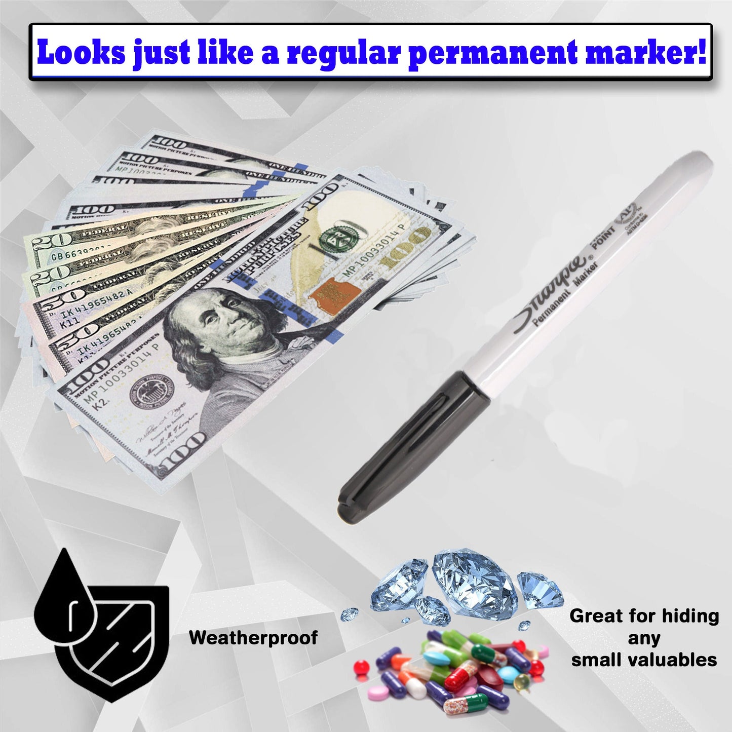 Fake Pen Diversion Safe - Realistic Pen with Secret Compartments to Stash Valuable Items