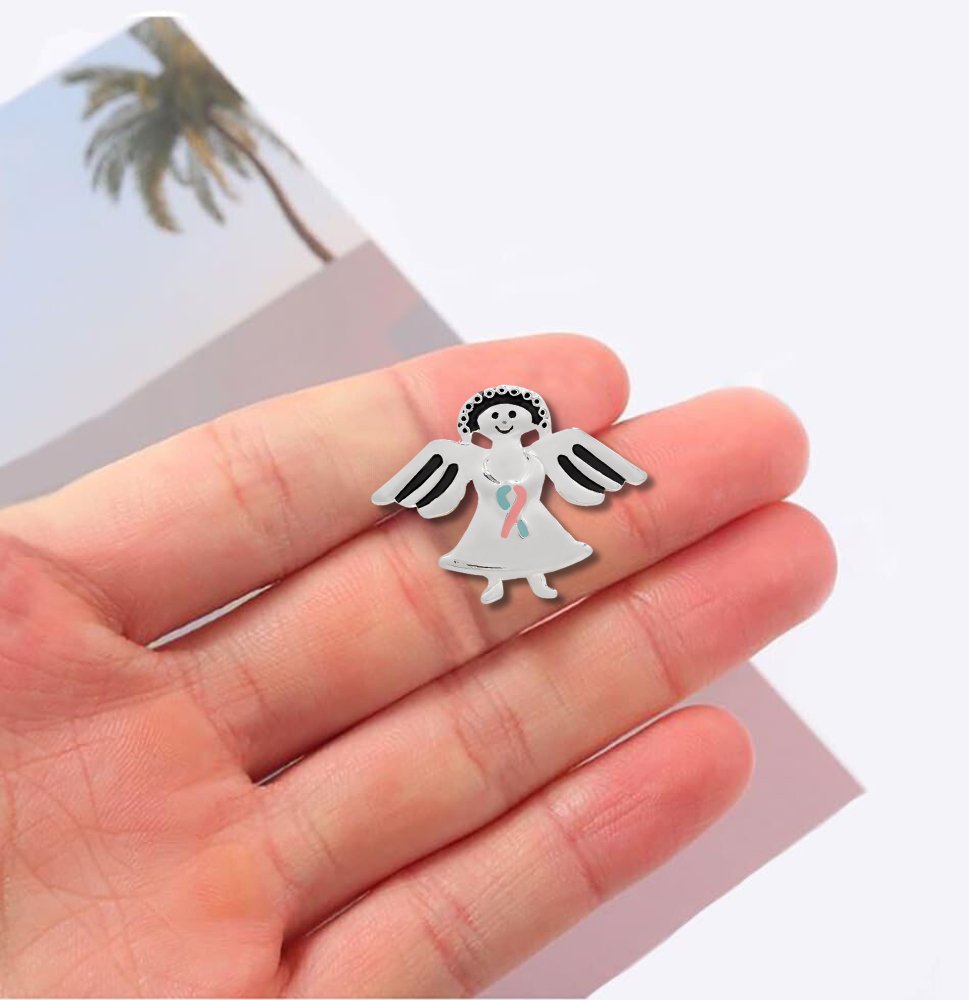Pink & Blue Ribbon Angel Pins
