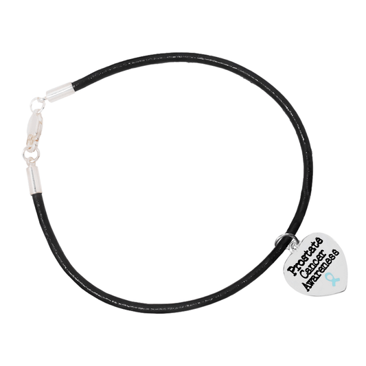 Prostate Cancer Awareness Heart Leather Bracelets