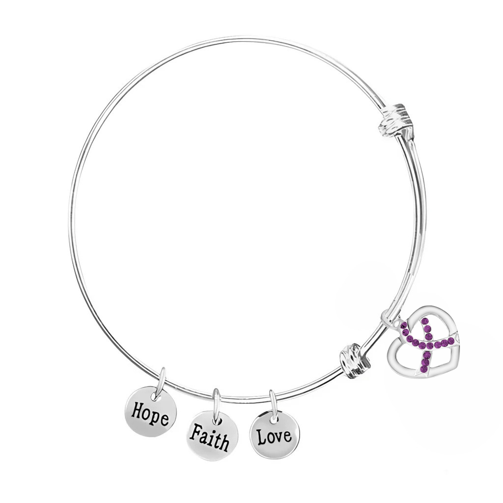 Purple Crystal Ribbon Retractable Charm Bracelets