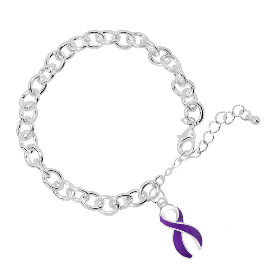 Purple Ribbon Chunky Charm Bracelets