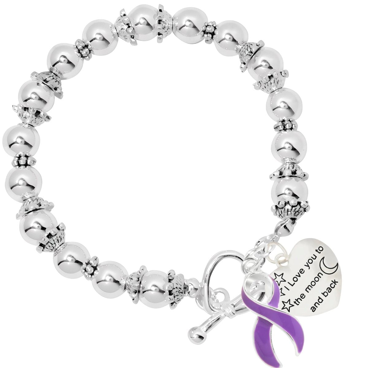 Purple Ribbon Love You To The Moon & Back Bracelets