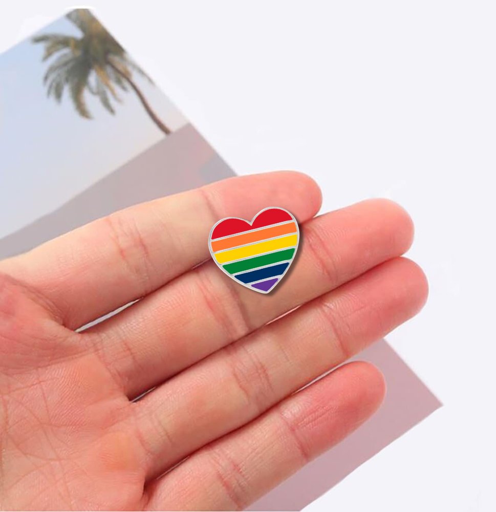Rainbow Heart Shaped Gay Pride Pins