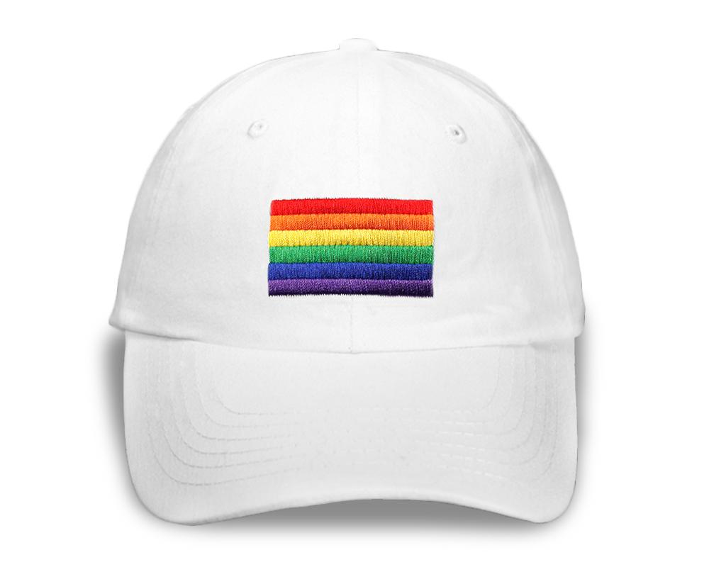 Rectangle Rainbow Gay Pride Flag Hats in White