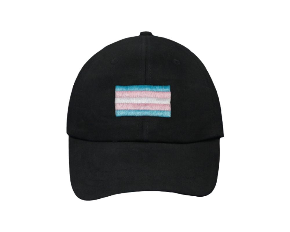 Rectangle Transgender Flag Baseball Hats in Black