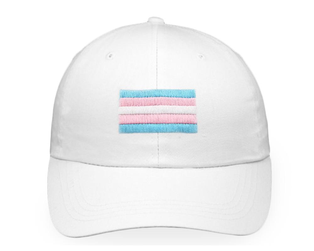 Rectangle Transgender Flag Hats in White
