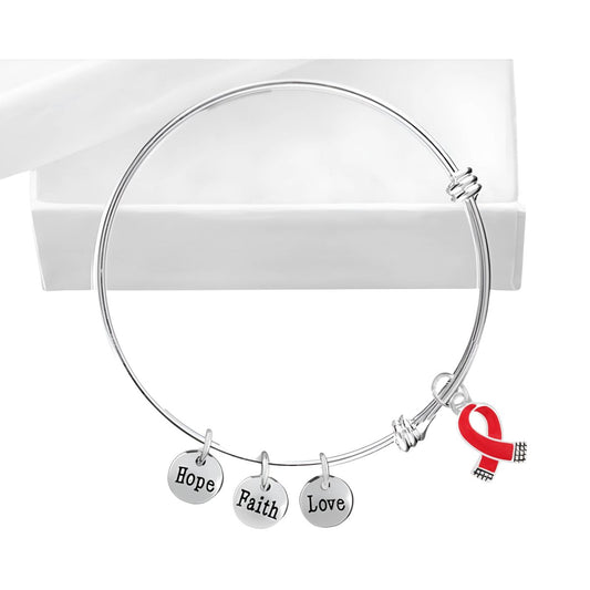 Red Ribbon Retractable Charm Bracelets