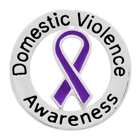 Round Domestic Violence Awareness Ribbon Pins