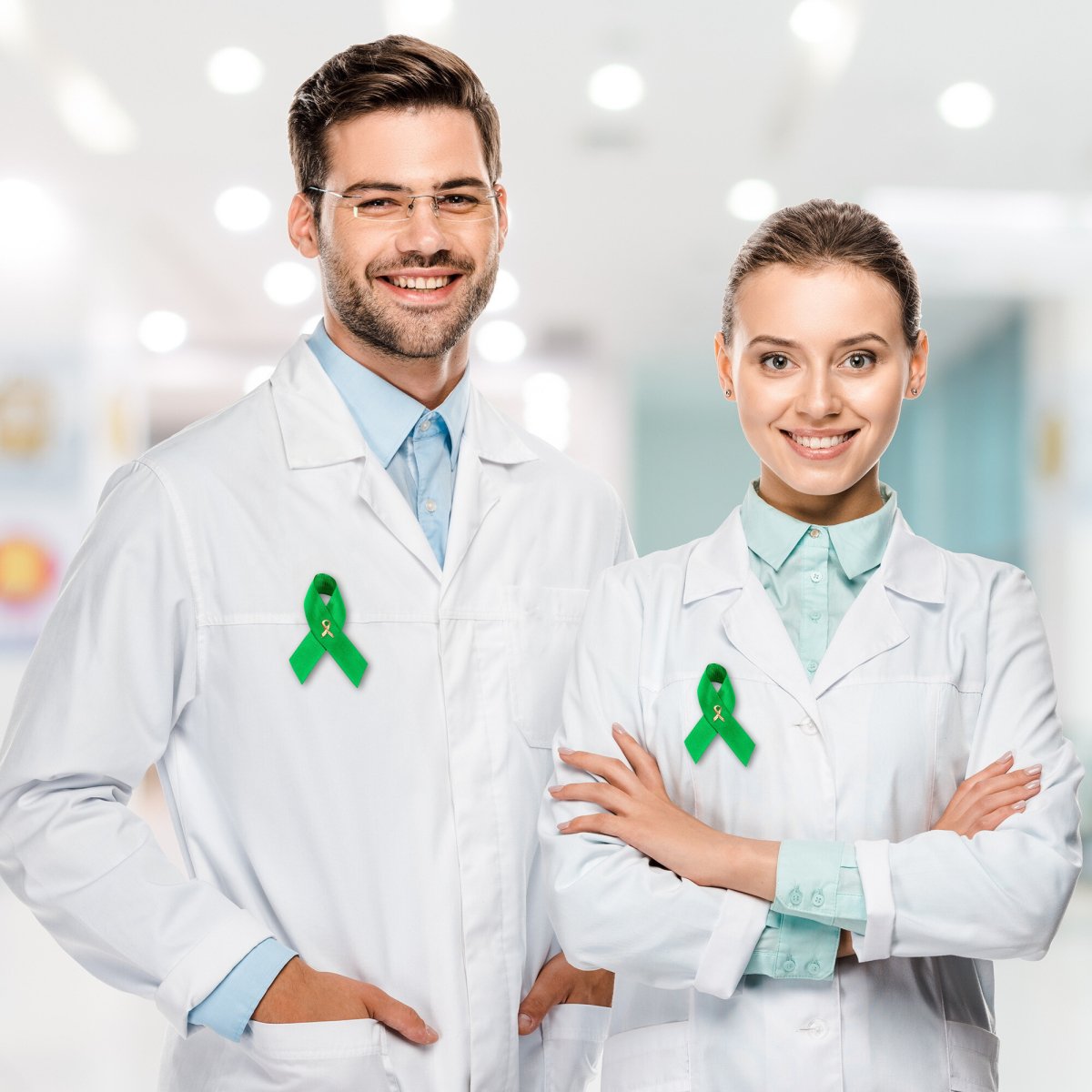 Satin Cerebral Palsy Awareness Green Ribbon Pins