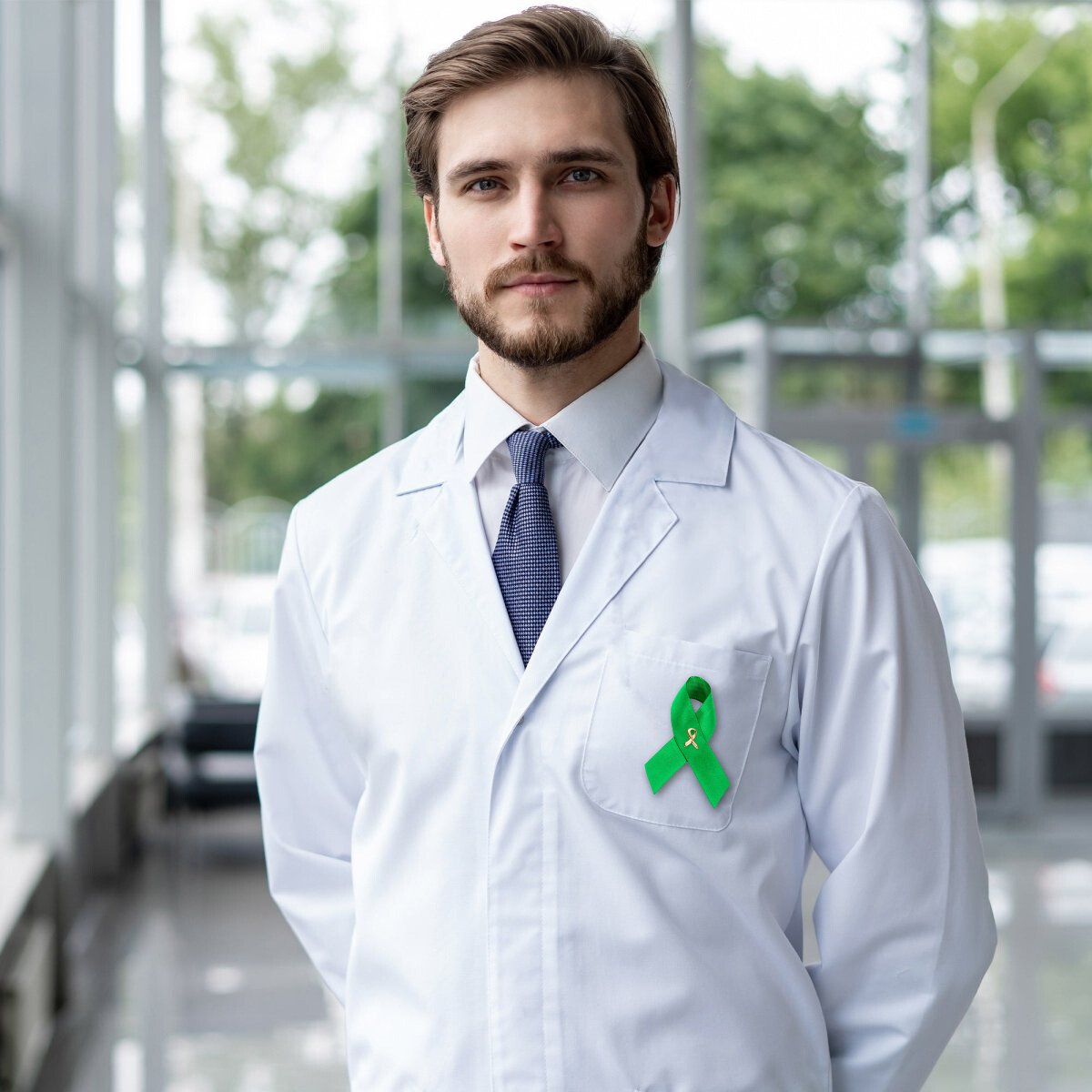 Satin Cerebral Palsy Awareness Green Ribbon Pins