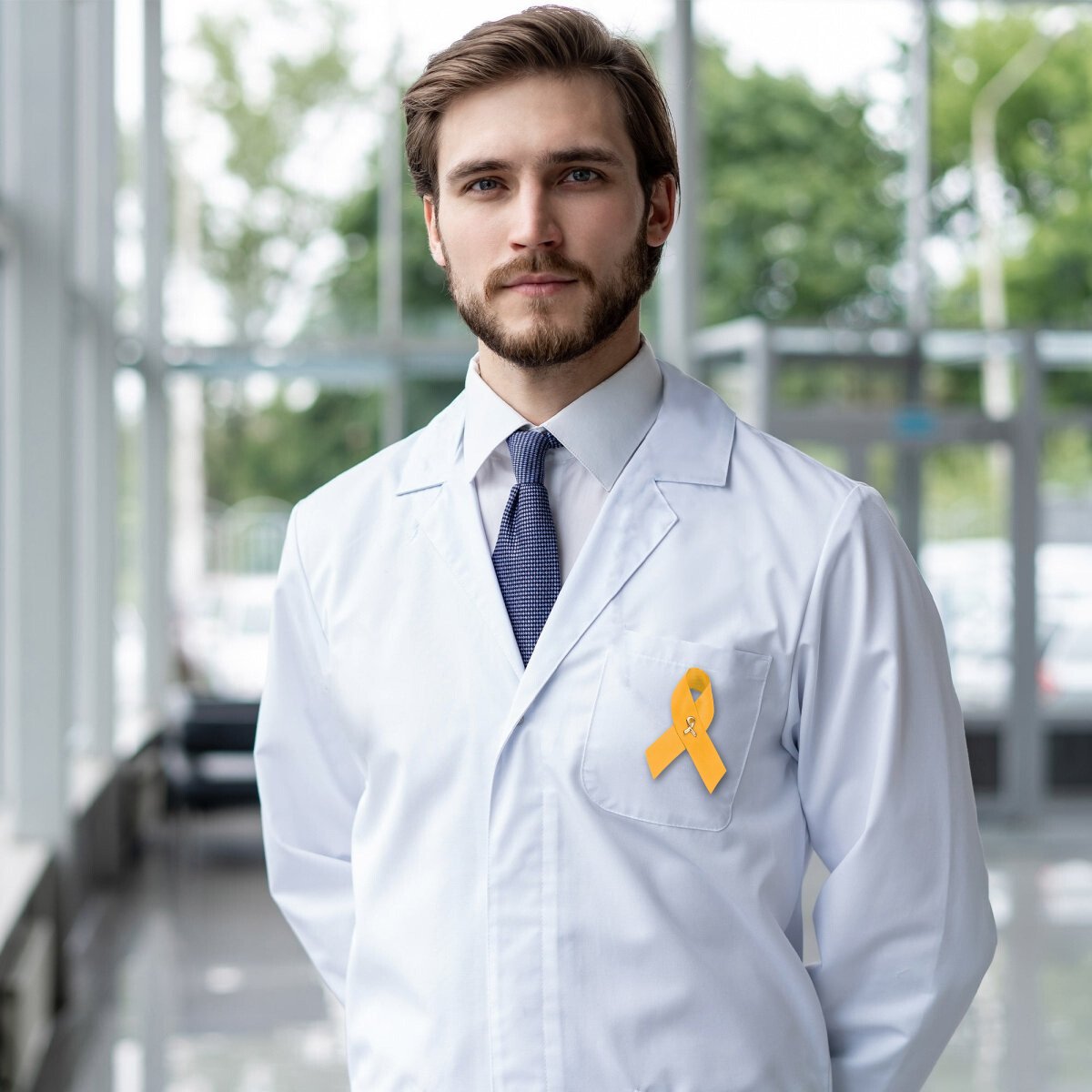 Satin Gold Ribbon Awareness Pins
