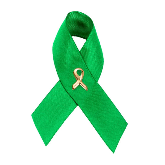 Satin Green Ribbon Awareness Pins