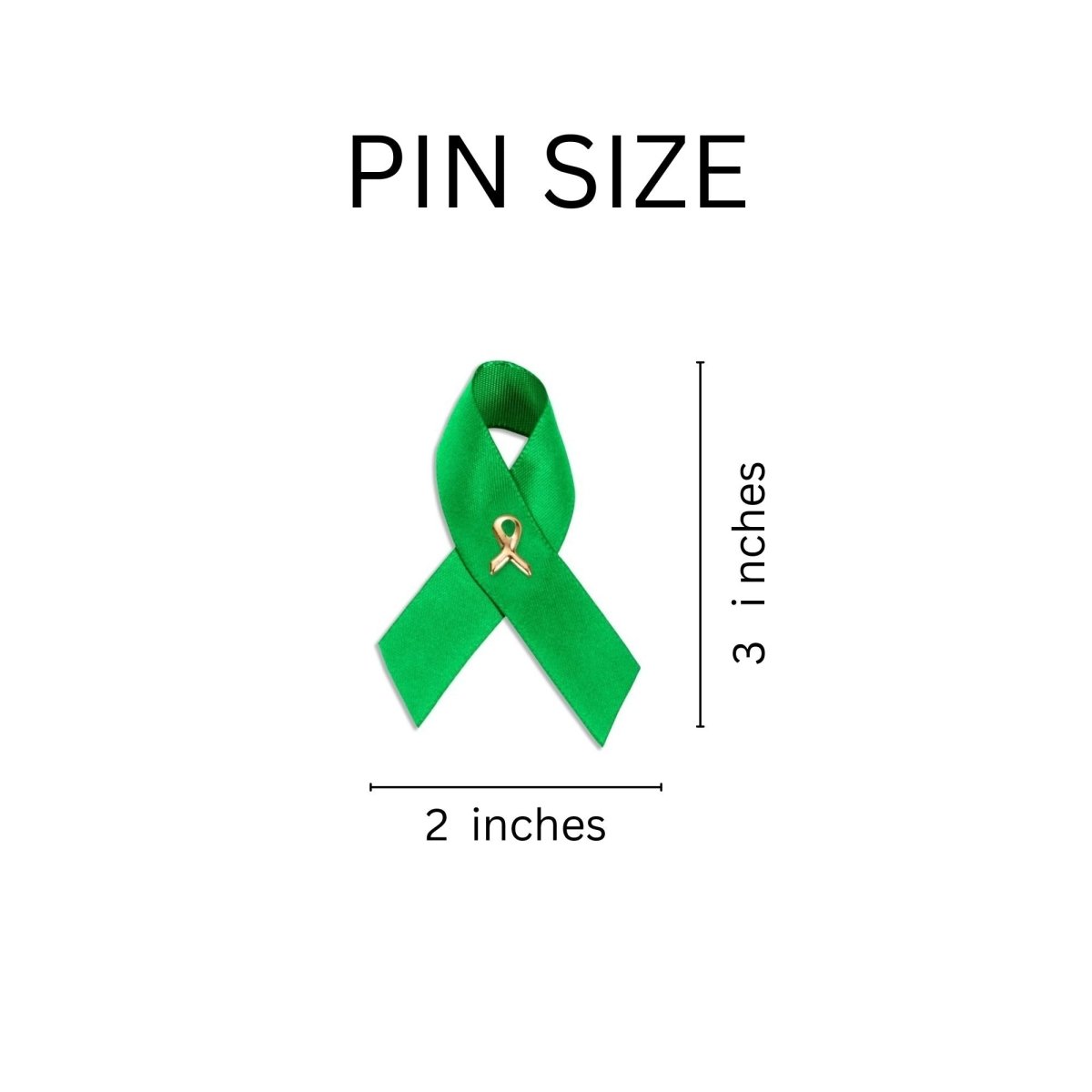 Satin Green Ribbon Awareness Pins