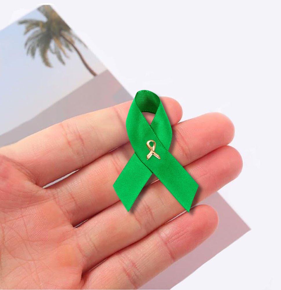 Satin Green Ribbon Awareness Pins