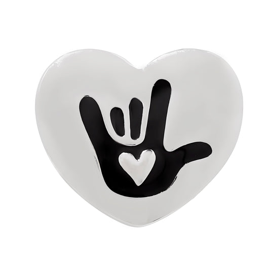 Sign Language Symbol for I Love You Deaf Sign Heart Pins
