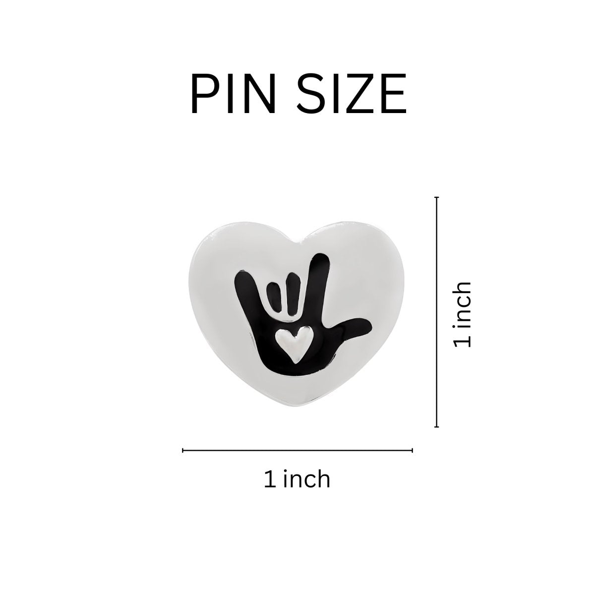 Sign Language Symbol for I Love You Deaf Sign Heart Pins