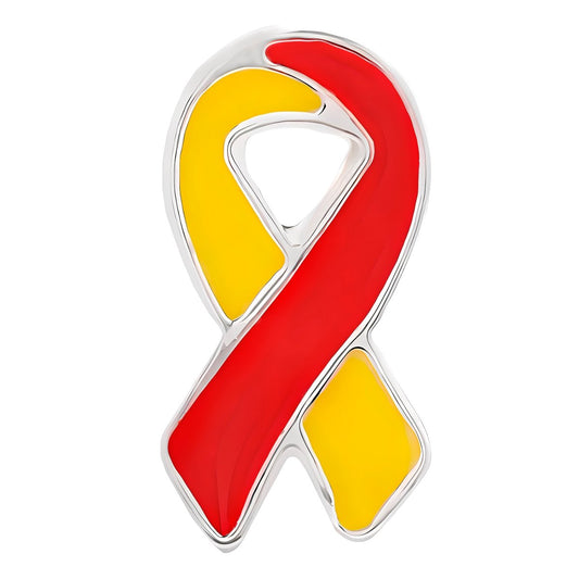 Small Flat Red & Yellow Ribbon Pins