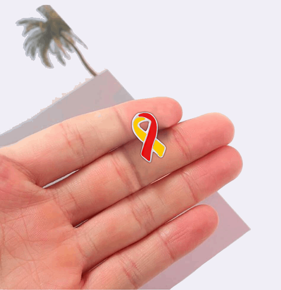 Small Flat Red & Yellow Ribbon Pins