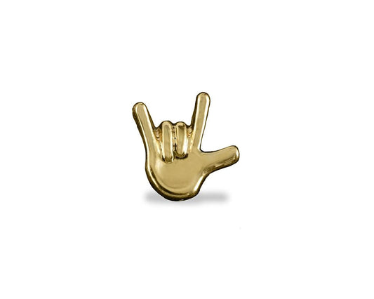 Small Gold Hand I Love You Sign Language Deaf Awareness Tac Pins