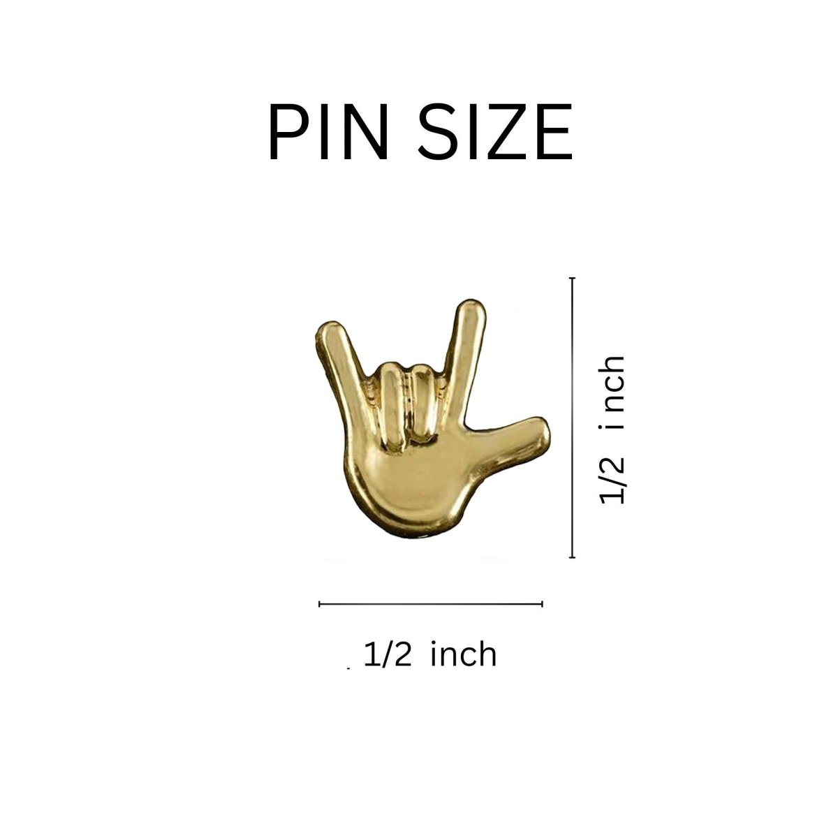 Small Gold Hand I Love You Sign Language Deaf Awareness Tac Pins