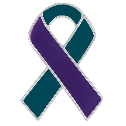 Teal & Purple Ribbon Awareness Pins