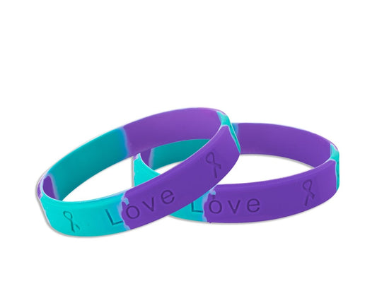 Teal & Purple Silicone Bracelet Wristbands