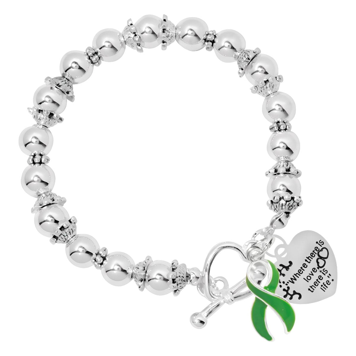 Where There is Love Green Ribbon Bracelets