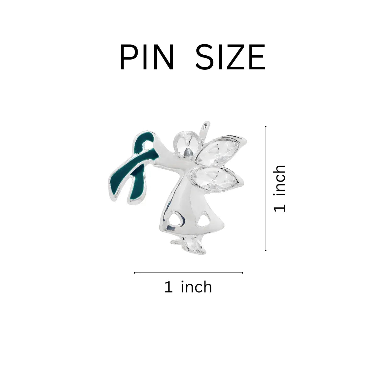 Angel By My Side Teal Ribbon Pins
