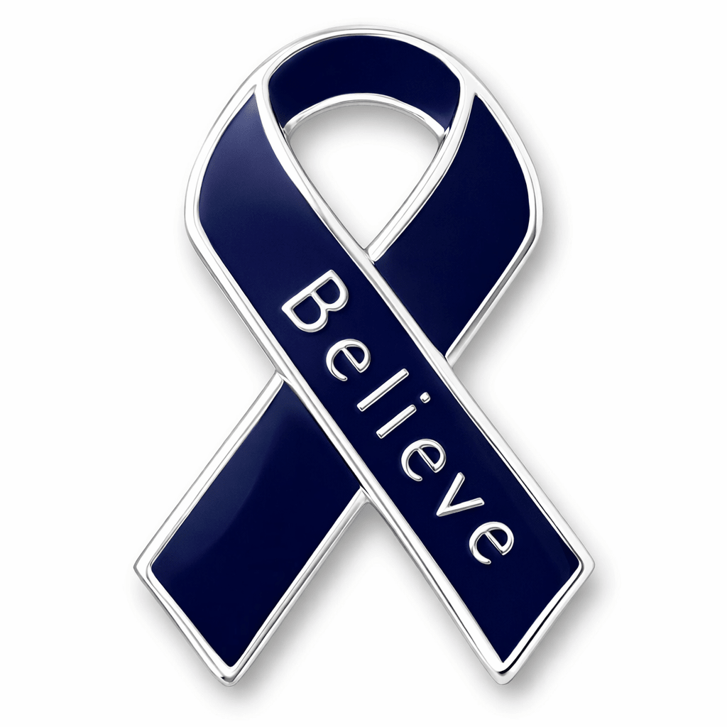 Believe Dark Blue Ribbon Pins