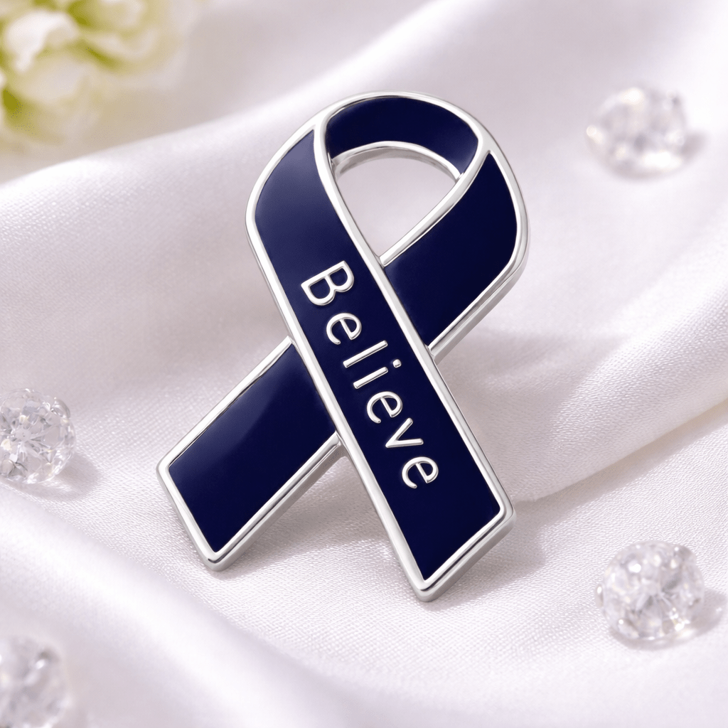 Believe Dark Blue Ribbon Pins