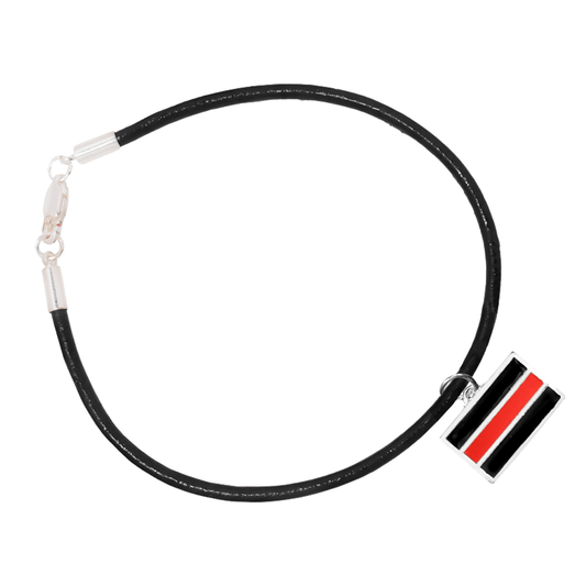 Black Cord Firefighter Red Line Charm Bracelets
