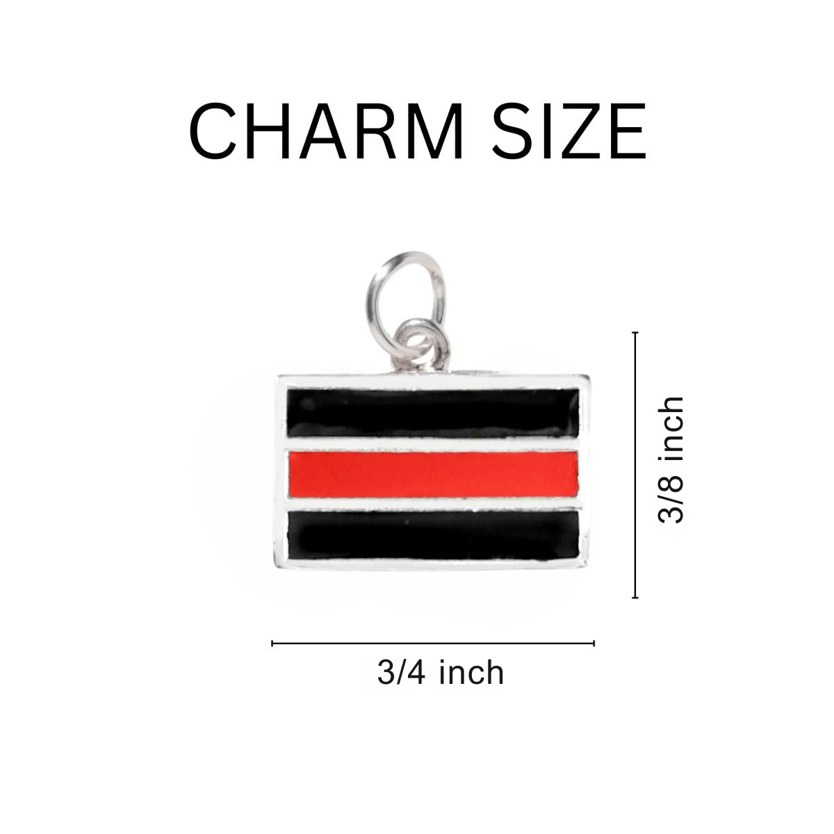 Black Cord Firefighter Red Line Charm Bracelets