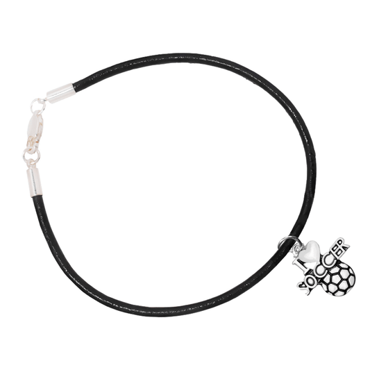 Black Cord I Love Soccer Bracelets