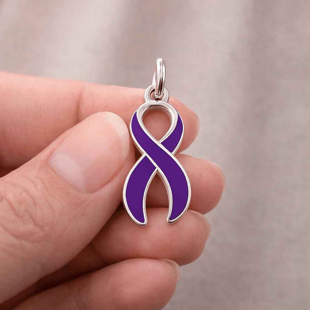Crohn's Disease Purple Ribbon Charms