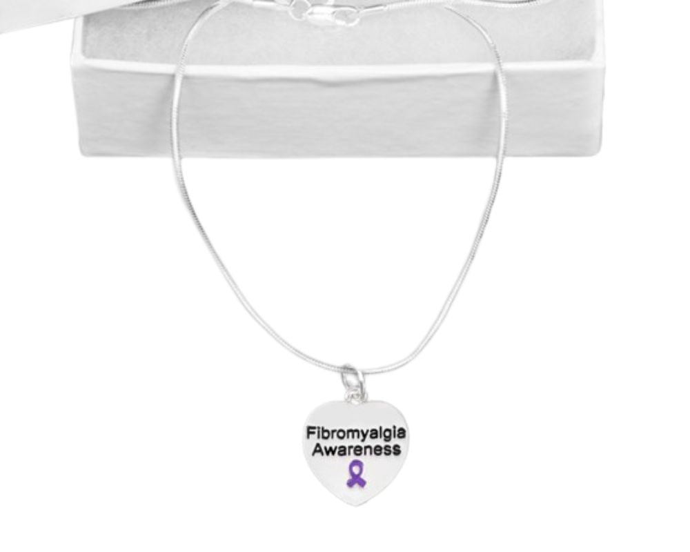 Fibromyalgia Awareness Heart Necklaces